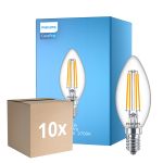 Mehrfachpackung 10x Philips Corepro LED Kerze E14 Fadenlampe Klar 6.5W 806lm - 827 Extra Warmweiß | Ersatz Für 60W