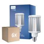 Mehrfachpackung 6x Philips TrueForce LED E27 HPL Klar 42W 6000lm 360D - 840 Kaltweiß | Ersatz Für 125W