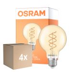Mehrfachpackung 4x Osram Vintage 1906 LED E27 Globe Fadenlampe Twist Gold 8W 806lm - 922 Extra Warmweiß | Höchste Farbwiedergabe - Dimmbar - Ersatz Für 60W
