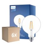 Mehrfachpackung 6x Philips MASTER Value LED Globe E27 120mm Fadenlampe Klar 5.9W 806lm - 927 Extra Warmweiß | Höchste Farbwiedergabe - Ersatz Für 60W