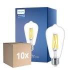 Mehrfachpackung 10x Philips MASTER Value LED Glühbirne E27 Edison Fadenlampe Klar 5.9W 806lm - 922-927 Dim to Warm | Höchste Farbwiedergabe - Ersatz Für 60W