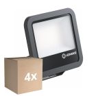 Mehrfachpackung 4x Ledvance LED-Scheinwerfer Aluminium Schwarz 69W 9150lm 100D - 830 Warmweiß | IP66 - Symmetrisch